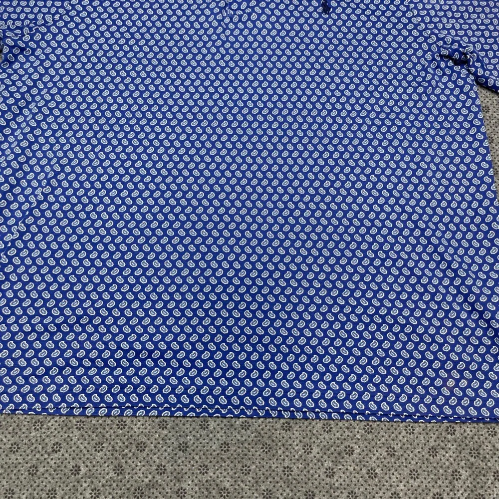 Polo Ralph Lauren Mens (L) Blue Paisley Short Sleeve Polo Shirt Classic Fit FLAW
